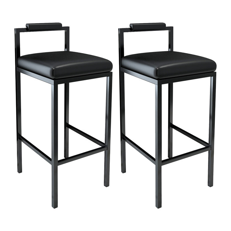 Contemporary Footrest Upholstered Home Stool Matte Finish Low Back Barstool Black 2 Piece Set Bar Stool(30"H) Clearhalo 'Bar Furniture' 'Bar Stools' 'bar_stools' 'furn' 'furn_bar_stools' 'Furniture' 'furniture_bar_stools' 'Kitchen & Dining Furniture' 4790800