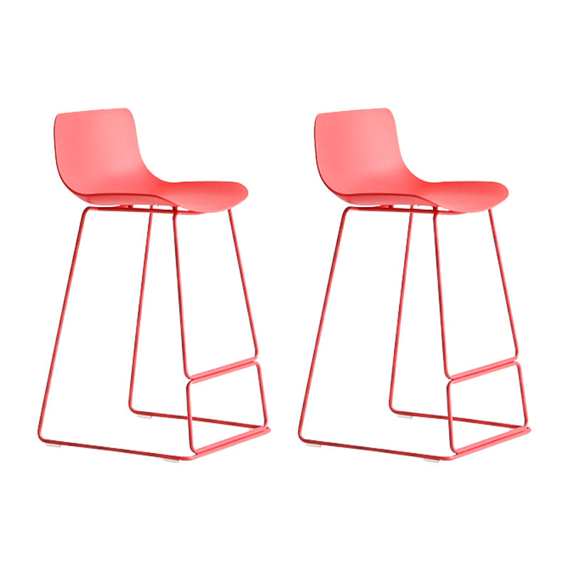 Modern Style Bar-stool Plastic Counter Bar Stool with Metal Legs for Kitchen Red 2 Piece Set Counter Stool(26"H) Clearhalo 'Bar Furniture' 'Bar Stools' 'bar_stools' 'furn' 'furn_bar_stools' 'Furniture' 'furniture_bar_stools' 'Kitchen & Dining Furniture' 4790880