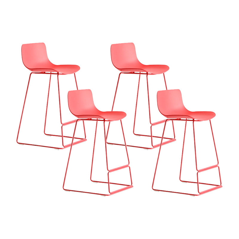 Modern Style Bar-stool Plastic Counter Bar Stool with Metal Legs for Kitchen Red 4 Piece Set Counter Stool(26"H) Clearhalo 'Bar Furniture' 'Bar Stools' 'bar_stools' 'furn' 'furn_bar_stools' 'Furniture' 'furniture_bar_stools' 'Kitchen & Dining Furniture' 4790881