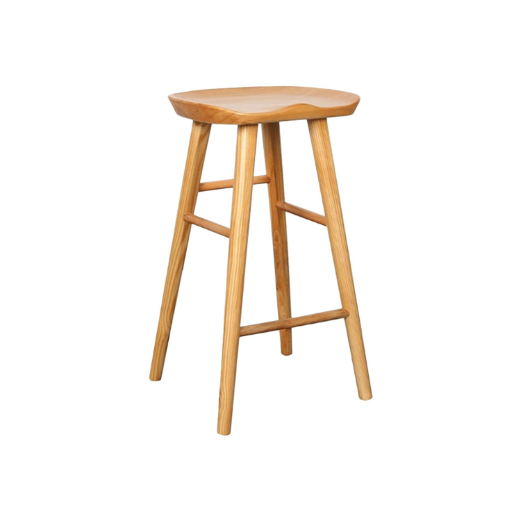 Contemporary Rectangle Bar and Counter Stool Wood Stool with 4 Legs Natural 1 Piece Clearhalo 'Bar Furniture' 'Bar Stools' 'bar_stools' 'furn' 'furn_bar_stools' 'Furniture' 'furniture_bar_stools' 'Kitchen & Dining Furniture' 4790904