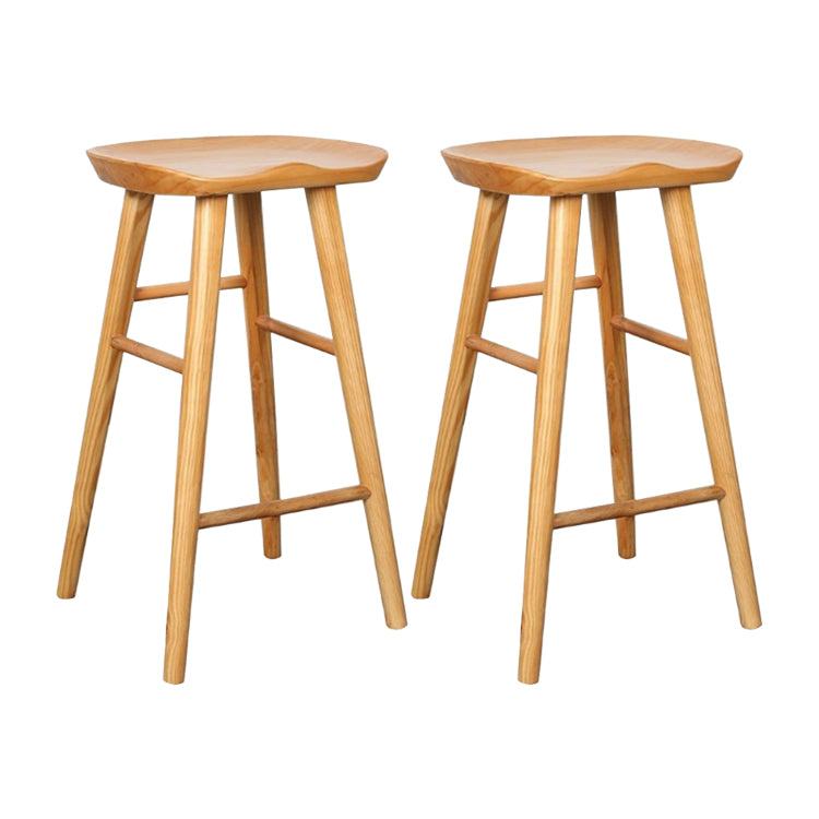 Contemporary Rectangle Bar and Counter Stool Wood Stool with 4 Legs Natural 2 Piece Set Clearhalo 'Bar Furniture' 'Bar Stools' 'bar_stools' 'furn' 'furn_bar_stools' 'Furniture' 'furniture_bar_stools' 'Kitchen & Dining Furniture' 4790905