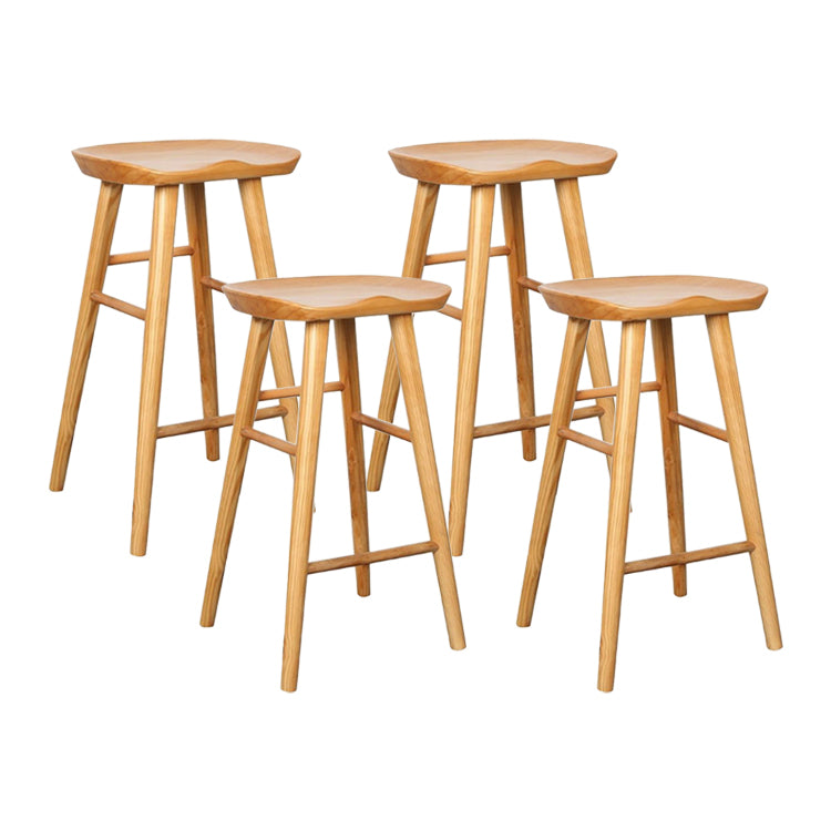 Contemporary Rectangle Bar and Counter Stool Wood Stool with 4 Legs Natural 4 Piece Set Clearhalo 'Bar Furniture' 'Bar Stools' 'bar_stools' 'furn' 'furn_bar_stools' 'Furniture' 'furniture_bar_stools' 'Kitchen & Dining Furniture' 4790907
