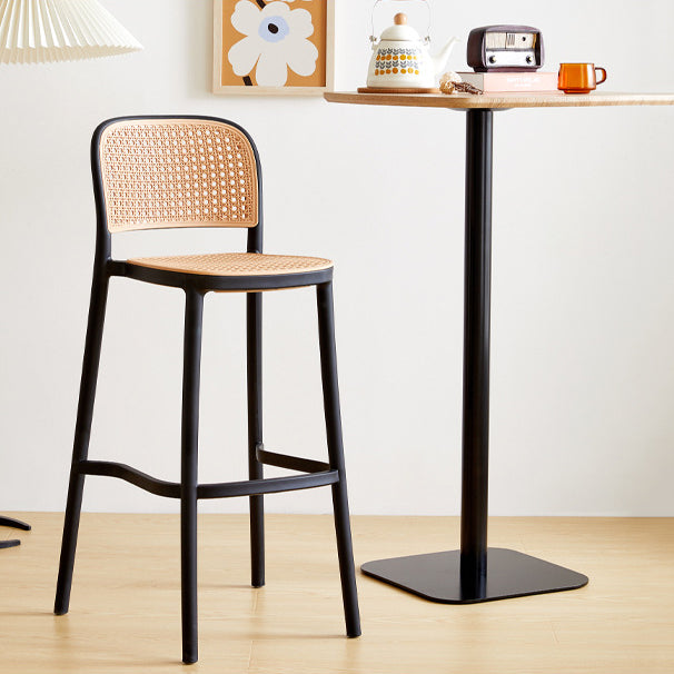 Contemporary Square Bar and Counter Stool Rattan Stool with 4 Legs Clearhalo 'Bar Furniture' 'Bar Stools' 'bar_stools' 'Furniture' 'furniture_bar_stools' 'Kitchen & Dining Furniture' 4790924