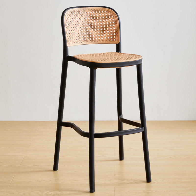Contemporary Square Bar and Counter Stool Rattan Stool with 4 Legs Black 1 Piece Bar Stool(30"H) Clearhalo 'Bar Furniture' 'Bar Stools' 'bar_stools' 'Furniture' 'furniture_bar_stools' 'Kitchen & Dining Furniture' 4790925