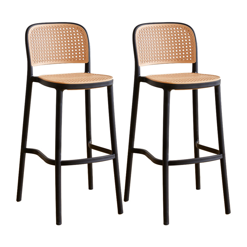 Contemporary Square Bar and Counter Stool Rattan Stool with 4 Legs Black Set of 2 Bar Stool(30"H) Clearhalo 'Bar Furniture' 'Bar Stools' 'bar_stools' 'Furniture' 'furniture_bar_stools' 'Kitchen & Dining Furniture' 4790928
