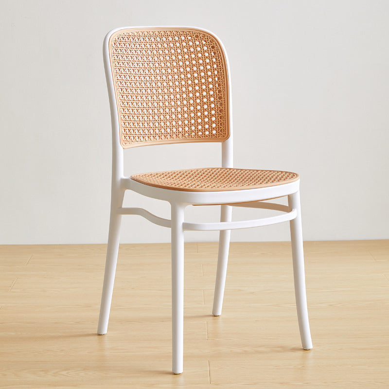 Contemporary Square Bar and Counter Stool Rattan Stool with 4 Legs White 1 Piece Short Stool(18"H) Clearhalo 'Bar Furniture' 'Bar Stools' 'bar_stools' 'Furniture' 'furniture_bar_stools' 'Kitchen & Dining Furniture' 4790932