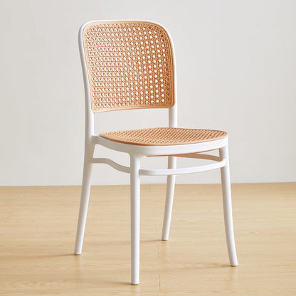 Contemporary Square Bar and Counter Stool Rattan Stool with 4 Legs White 1 Piece Short Stool(18"H) Clearhalo 'Bar Furniture' 'Bar Stools' 'bar_stools' 'Furniture' 'furniture_bar_stools' 'Kitchen & Dining Furniture' 4790932