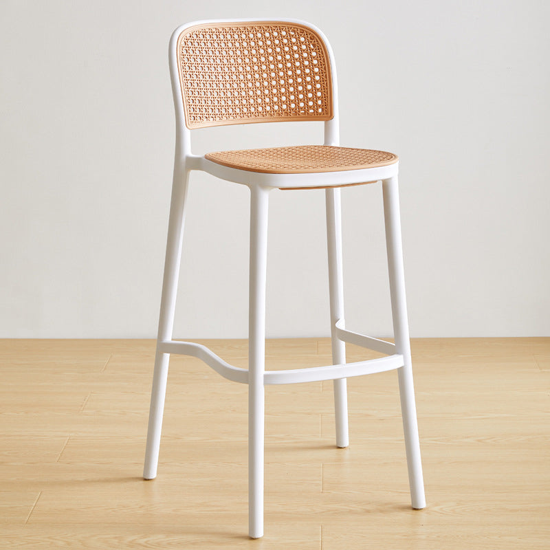Contemporary Square Bar and Counter Stool Rattan Stool with 4 Legs White 1 Piece Bar Stool(30"H) Clearhalo 'Bar Furniture' 'Bar Stools' 'bar_stools' 'Furniture' 'furniture_bar_stools' 'Kitchen & Dining Furniture' 4790937
