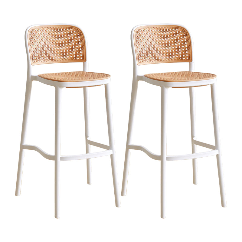 Contemporary Square Bar and Counter Stool Rattan Stool with 4 Legs White Set of 2 Bar Stool(30"H) Clearhalo 'Bar Furniture' 'Bar Stools' 'bar_stools' 'Furniture' 'furniture_bar_stools' 'Kitchen & Dining Furniture' 4790939