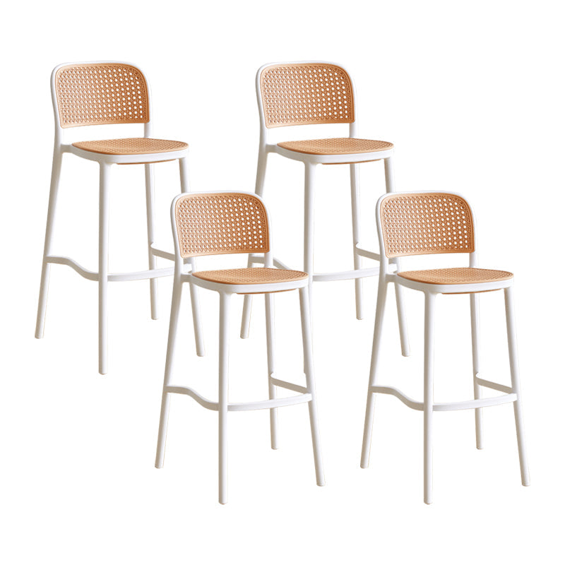 Contemporary Square Bar and Counter Stool Rattan Stool with 4 Legs White Set of 4 Bar Stool(30"H) Clearhalo 'Bar Furniture' 'Bar Stools' 'bar_stools' 'Furniture' 'furniture_bar_stools' 'Kitchen & Dining Furniture' 4790940