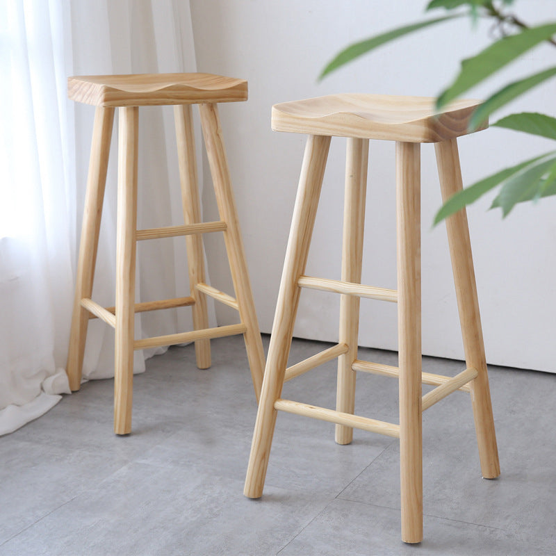 Contemporary Bar and Counter Stool Natural Finish Stool with 4 Wood Legs Clearhalo 'Bar Furniture' 'Bar Stools' 'bar_stools' 'furn' 'furn_bar_stools' 'Furniture' 'furniture_bar_stools' 'Kitchen & Dining Furniture' 4790943