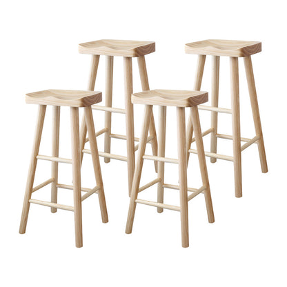 Contemporary Bar and Counter Stool Natural Finish Stool with 4 Wood Legs 4 Piece Set Clearhalo 'Bar Furniture' 'Bar Stools' 'bar_stools' 'furn' 'furn_bar_stools' 'Furniture' 'furniture_bar_stools' 'Kitchen & Dining Furniture' 4790944