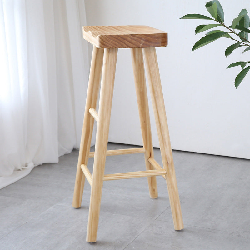 Contemporary Bar and Counter Stool Natural Finish Stool with 4 Wood Legs Clearhalo 'Bar Furniture' 'Bar Stools' 'bar_stools' 'furn' 'furn_bar_stools' 'Furniture' 'furniture_bar_stools' 'Kitchen & Dining Furniture' 4790945