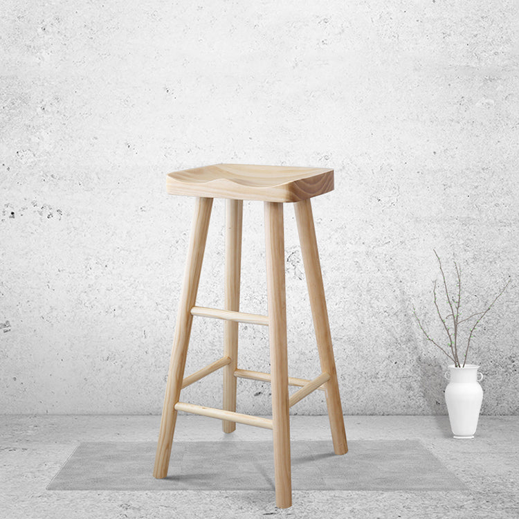 Contemporary Bar and Counter Stool Natural Finish Stool with 4 Wood Legs Clearhalo 'Bar Furniture' 'Bar Stools' 'bar_stools' 'furn' 'furn_bar_stools' 'Furniture' 'furniture_bar_stools' 'Kitchen & Dining Furniture' 4790946