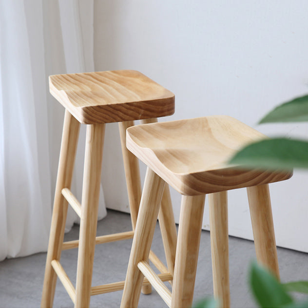 Contemporary Bar and Counter Stool Natural Finish Stool with 4 Wood Legs Clearhalo 'Bar Furniture' 'Bar Stools' 'bar_stools' 'furn' 'furn_bar_stools' 'Furniture' 'furniture_bar_stools' 'Kitchen & Dining Furniture' 4790947
