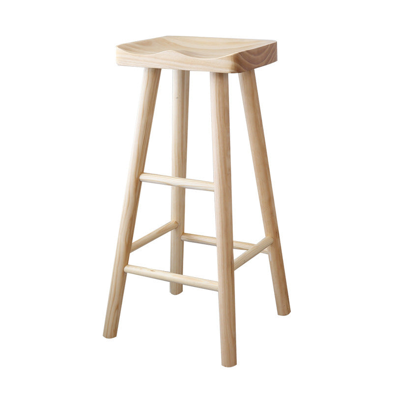 Contemporary Bar and Counter Stool Natural Finish Stool with 4 Wood Legs Clearhalo 'Bar Furniture' 'Bar Stools' 'bar_stools' 'furn' 'furn_bar_stools' 'Furniture' 'furniture_bar_stools' 'Kitchen & Dining Furniture' 4790948