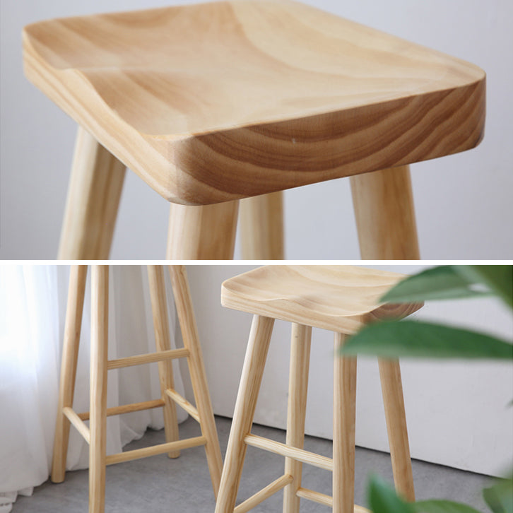 Contemporary Bar and Counter Stool Natural Finish Stool with 4 Wood Legs Clearhalo 'Bar Furniture' 'Bar Stools' 'bar_stools' 'furn' 'furn_bar_stools' 'Furniture' 'furniture_bar_stools' 'Kitchen & Dining Furniture' 4790949