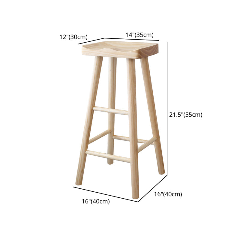 Contemporary Bar and Counter Stool Natural Finish Stool with 4 Wood Legs Clearhalo 'Bar Furniture' 'Bar Stools' 'bar_stools' 'furn' 'furn_bar_stools' 'Furniture' 'furniture_bar_stools' 'Kitchen & Dining Furniture' 4790950