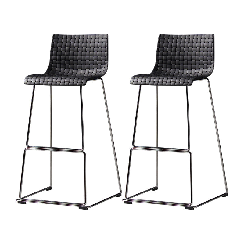 Industrial Bar-stool Plastic Counter Bar Stool for Kitchen Bar with Metal Legs Black 2 Piece Set Clearhalo 'Bar Furniture' 'Bar Stools' 'bar_stools' 'furn' 'furn_bar_stools' 'Furniture' 'furniture_bar_stools' 'Kitchen & Dining Furniture' 4790955