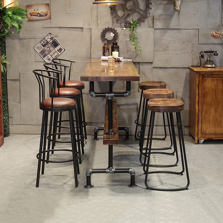 Industrial Bar and Counter Stool Brown Stool with Black Base Clearhalo 'Bar Furniture' 'Bar Stools' 'bar_stools' 'furn' 'furn_bar_stools' 'Furniture' 'furniture_bar_stools' 'Kitchen & Dining Furniture' 4790973