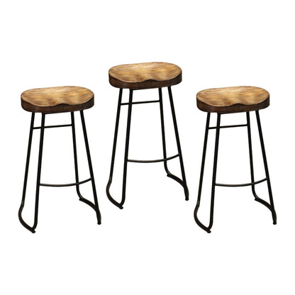 Industrial Bar and Counter Stool Brown Stool with Black Base Wood 3 Piece Set Backless Clearhalo 'Bar Furniture' 'Bar Stools' 'bar_stools' 'furn' 'furn_bar_stools' 'Furniture' 'furniture_bar_stools' 'Kitchen & Dining Furniture' 4790974