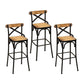 Industrial Bar and Counter Stool Brown Stool with Black Base Wood 3 Piece Set Low Back Clearhalo 'Bar Furniture' 'Bar Stools' 'bar_stools' 'furn' 'furn_bar_stools' 'Furniture' 'furniture_bar_stools' 'Kitchen & Dining Furniture' 4790977