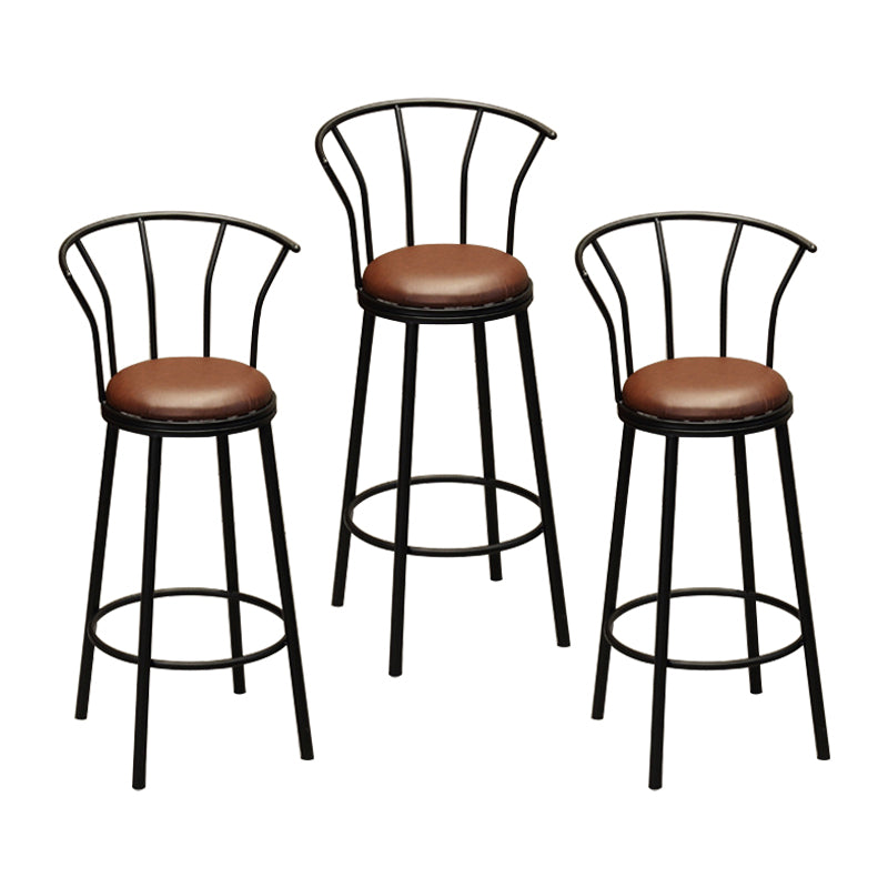 Industrial Bar and Counter Stool Brown Stool with Black Base Leather 3 Piece Set Low Back Clearhalo 'Bar Furniture' 'Bar Stools' 'bar_stools' 'furn' 'furn_bar_stools' 'Furniture' 'furniture_bar_stools' 'Kitchen & Dining Furniture' 4790980