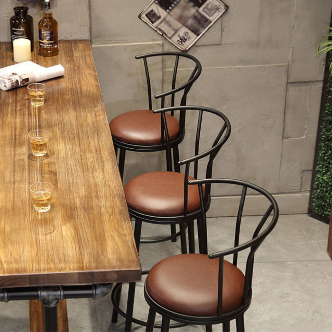 Industrial Bar and Counter Stool Brown Stool with Black Base Clearhalo 'Bar Furniture' 'Bar Stools' 'bar_stools' 'furn' 'furn_bar_stools' 'Furniture' 'furniture_bar_stools' 'Kitchen & Dining Furniture' 4790981