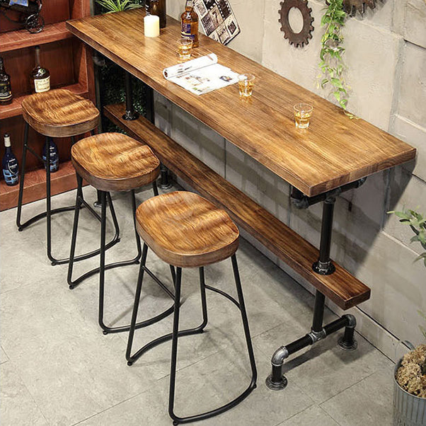 Industrial Bar and Counter Stool Brown Stool with Black Base Clearhalo 'Bar Furniture' 'Bar Stools' 'bar_stools' 'furn' 'furn_bar_stools' 'Furniture' 'furniture_bar_stools' 'Kitchen & Dining Furniture' 4790982