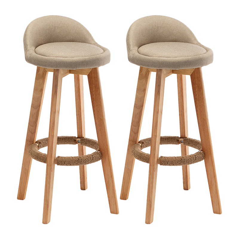 Scandinavian Wood Kitchen Dining Room Armless Stool Low Back Bar Stool Beige Set of 2 Clearhalo 'Bar Furniture' 'Bar Stools' 'bar_stools' 'Furniture' 'furniture_bar_stools' 'Kitchen & Dining Furniture' 4790990