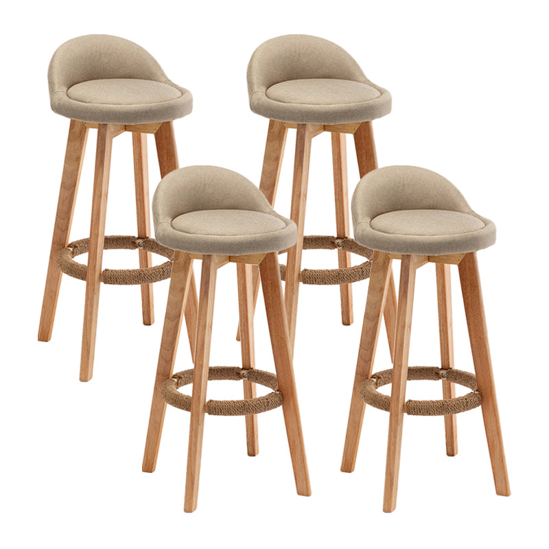 Scandinavian Wood Kitchen Dining Room Armless Stool Low Back Bar Stool Beige Set of 4 Clearhalo 'Bar Furniture' 'Bar Stools' 'bar_stools' 'Furniture' 'furniture_bar_stools' 'Kitchen & Dining Furniture' 4790992