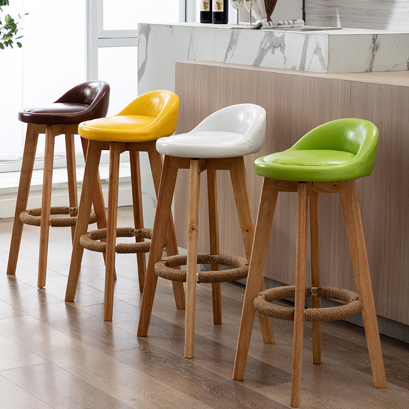 Scandinavian Wood Kitchen Dining Room Armless Stool Low Back Bar Stool Clearhalo 'Bar Furniture' 'Bar Stools' 'bar_stools' 'Furniture' 'furniture_bar_stools' 'Kitchen & Dining Furniture' 4790993