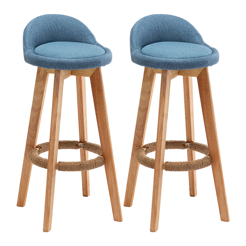 Scandinavian Wood Kitchen Dining Room Armless Stool Low Back Bar Stool Blue Set of 2 Clearhalo 'Bar Furniture' 'Bar Stools' 'bar_stools' 'Furniture' 'furniture_bar_stools' 'Kitchen & Dining Furniture' 4790997