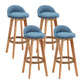 Scandinavian Wood Kitchen Dining Room Armless Stool Low Back Bar Stool Blue Set of 4 Clearhalo 'Bar Furniture' 'Bar Stools' 'bar_stools' 'Furniture' 'furniture_bar_stools' 'Kitchen & Dining Furniture' 4790999