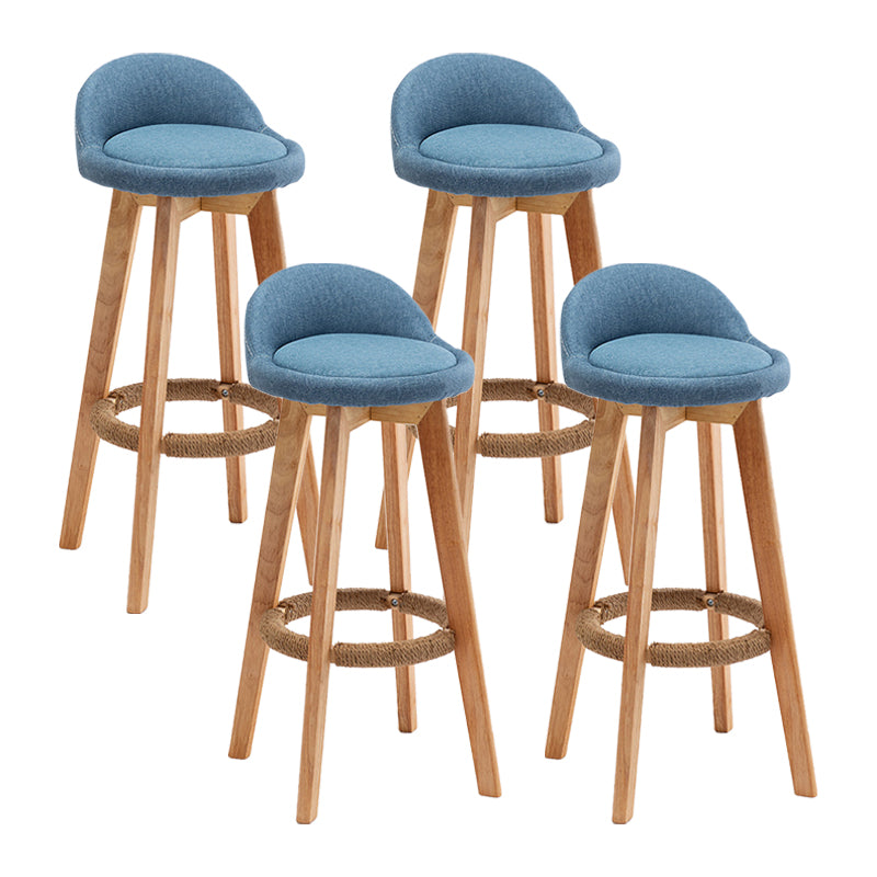 Scandinavian Wood Kitchen Dining Room Armless Stool Low Back Bar Stool Blue Set of 4 Clearhalo 'Bar Furniture' 'Bar Stools' 'bar_stools' 'Furniture' 'furniture_bar_stools' 'Kitchen & Dining Furniture' 4790999