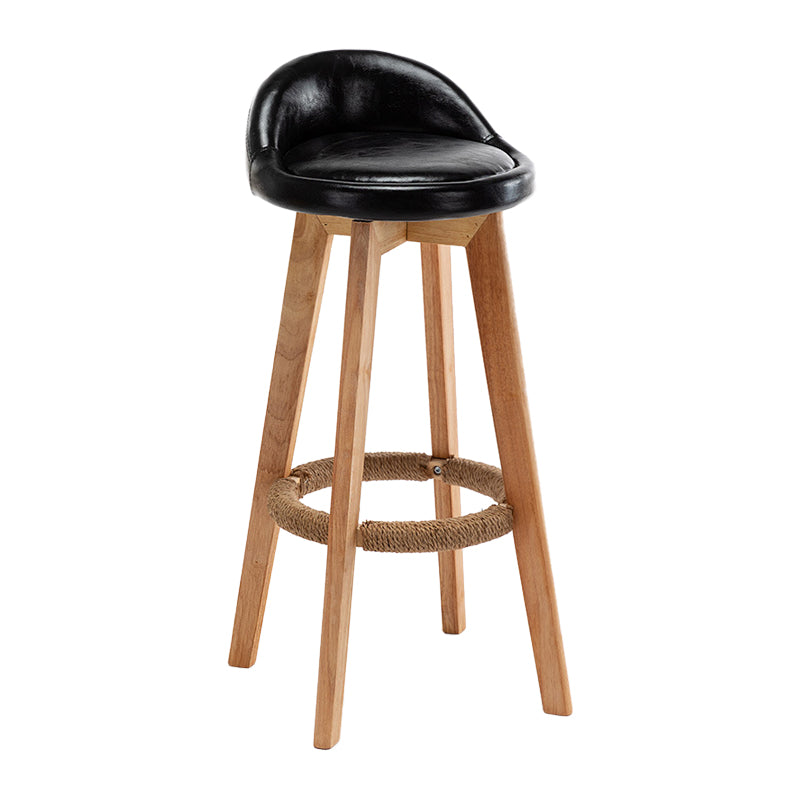 Scandinavian Wood Kitchen Dining Room Armless Stool Low Back Bar Stool Black 1 Piece Clearhalo 'Bar Furniture' 'Bar Stools' 'bar_stools' 'Furniture' 'furniture_bar_stools' 'Kitchen & Dining Furniture' 4791001