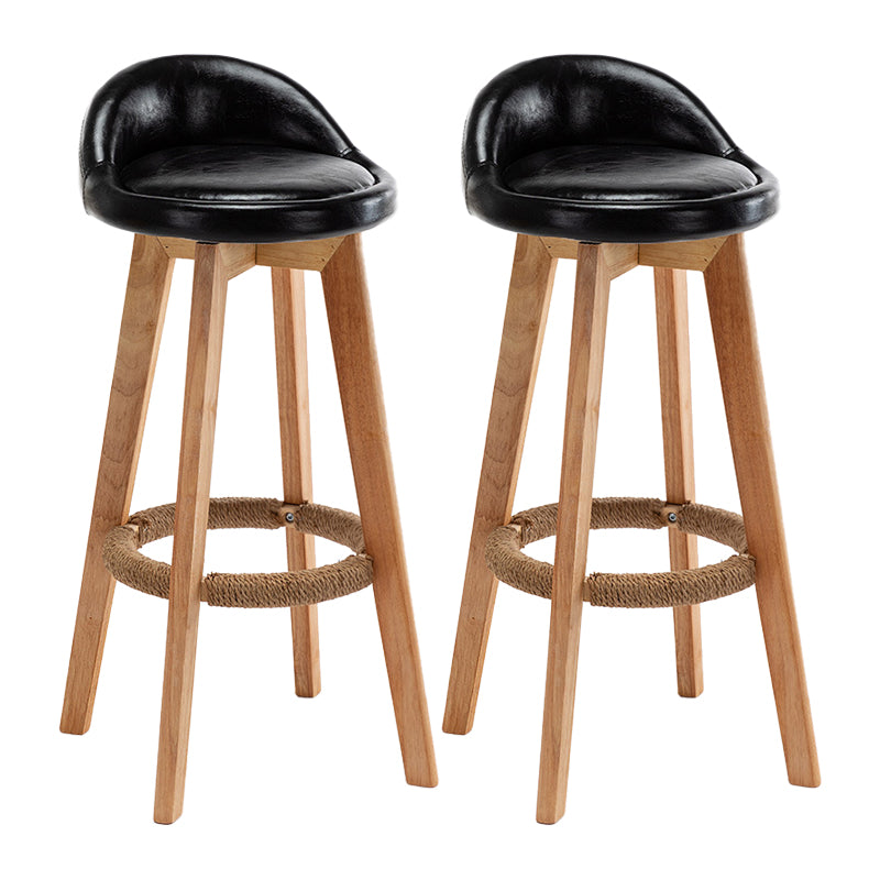 Scandinavian Wood Kitchen Dining Room Armless Stool Low Back Bar Stool Black Set of 2 Clearhalo 'Bar Furniture' 'Bar Stools' 'bar_stools' 'Furniture' 'furniture_bar_stools' 'Kitchen & Dining Furniture' 4791003