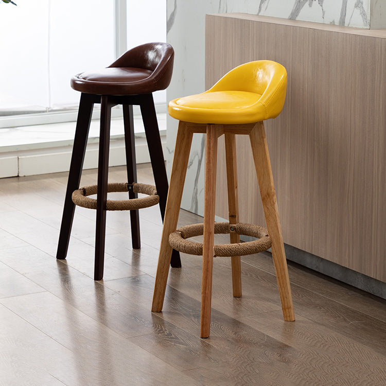 Scandinavian Wood Kitchen Dining Room Armless Stool Low Back Bar Stool Clearhalo 'Bar Furniture' 'Bar Stools' 'bar_stools' 'Furniture' 'furniture_bar_stools' 'Kitchen & Dining Furniture' 4791004