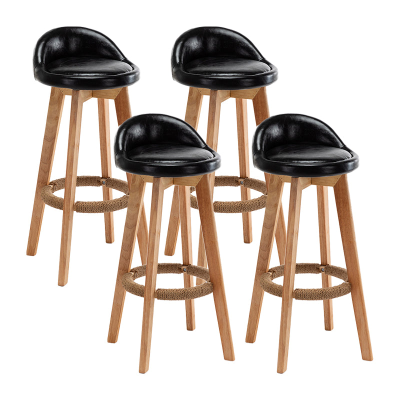 Scandinavian Wood Kitchen Dining Room Armless Stool Low Back Bar Stool Black Set of 4 Clearhalo 'Bar Furniture' 'Bar Stools' 'bar_stools' 'Furniture' 'furniture_bar_stools' 'Kitchen & Dining Furniture' 4791005