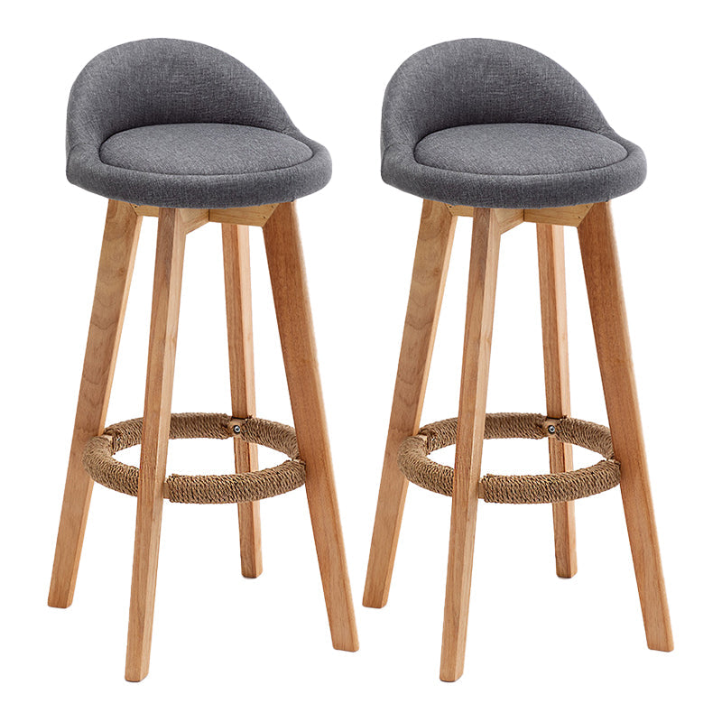 Scandinavian Wood Kitchen Dining Room Armless Stool Low Back Bar Stool Grey Set of 2 Clearhalo 'Bar Furniture' 'Bar Stools' 'bar_stools' 'Furniture' 'furniture_bar_stools' 'Kitchen & Dining Furniture' 4791008