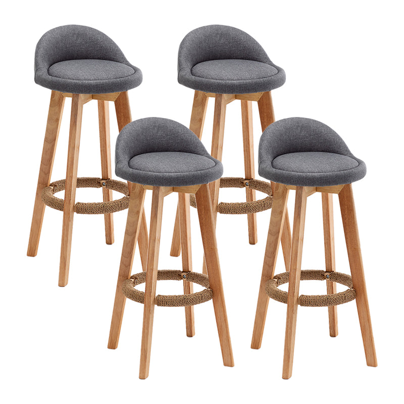 Scandinavian Wood Kitchen Dining Room Armless Stool Low Back Bar Stool Grey Set of 4 Clearhalo 'Bar Furniture' 'Bar Stools' 'bar_stools' 'Furniture' 'furniture_bar_stools' 'Kitchen & Dining Furniture' 4791010