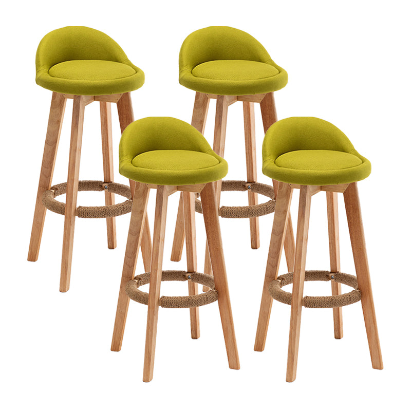 Scandinavian Wood Kitchen Dining Room Armless Stool Low Back Bar Stool Lake Green Set of 4 Clearhalo 'Bar Furniture' 'Bar Stools' 'bar_stools' 'Furniture' 'furniture_bar_stools' 'Kitchen & Dining Furniture' 4791014