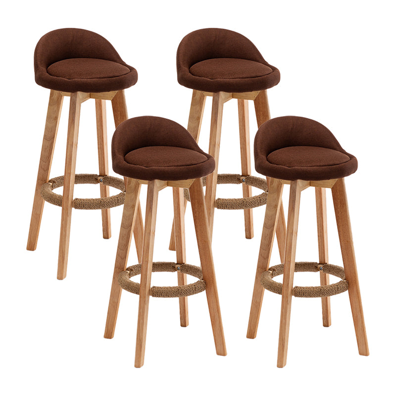 Scandinavian Wood Kitchen Dining Room Armless Stool Low Back Bar Stool Coffee Set of 4 Clearhalo 'Bar Furniture' 'Bar Stools' 'bar_stools' 'Furniture' 'furniture_bar_stools' 'Kitchen & Dining Furniture' 4791020
