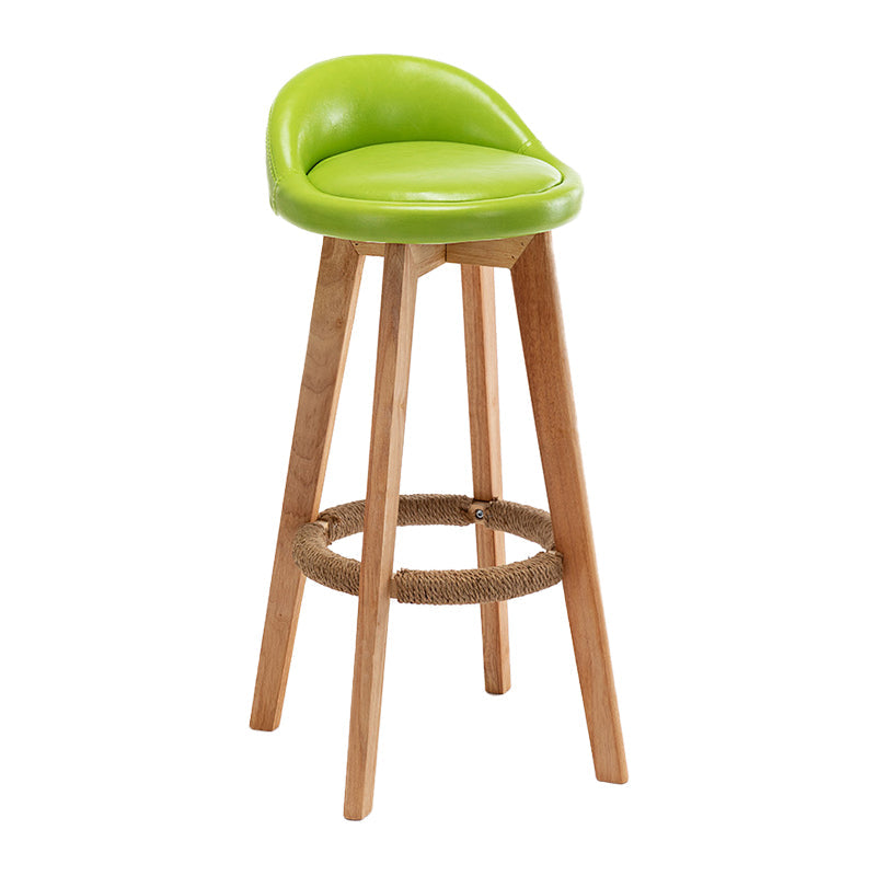 Scandinavian Wood Kitchen Dining Room Armless Stool Low Back Bar Stool Green 1 Piece Clearhalo 'Bar Furniture' 'Bar Stools' 'bar_stools' 'Furniture' 'furniture_bar_stools' 'Kitchen & Dining Furniture' 4791021