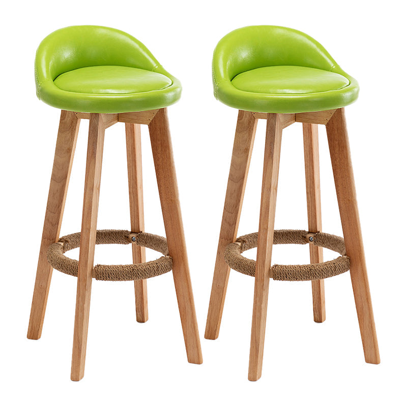 Scandinavian Wood Kitchen Dining Room Armless Stool Low Back Bar Stool Green Set of 2 Clearhalo 'Bar Furniture' 'Bar Stools' 'bar_stools' 'Furniture' 'furniture_bar_stools' 'Kitchen & Dining Furniture' 4791022