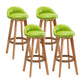 Scandinavian Wood Kitchen Dining Room Armless Stool Low Back Bar Stool Green Set of 4 Clearhalo 'Bar Furniture' 'Bar Stools' 'bar_stools' 'Furniture' 'furniture_bar_stools' 'Kitchen & Dining Furniture' 4791023