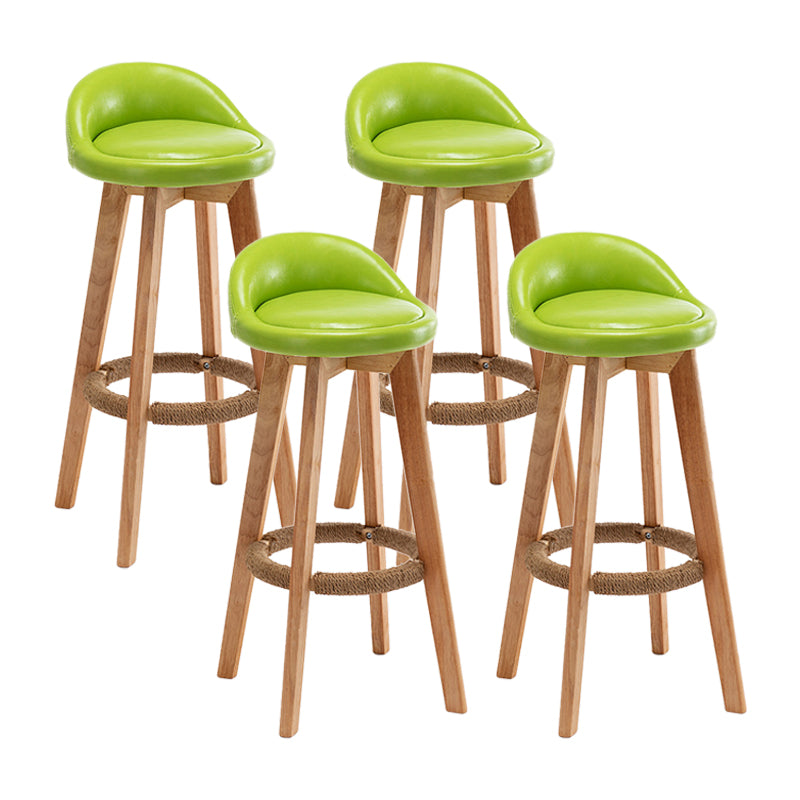 Scandinavian Wood Kitchen Dining Room Armless Stool Low Back Bar Stool Green Set of 4 Clearhalo 'Bar Furniture' 'Bar Stools' 'bar_stools' 'Furniture' 'furniture_bar_stools' 'Kitchen & Dining Furniture' 4791023