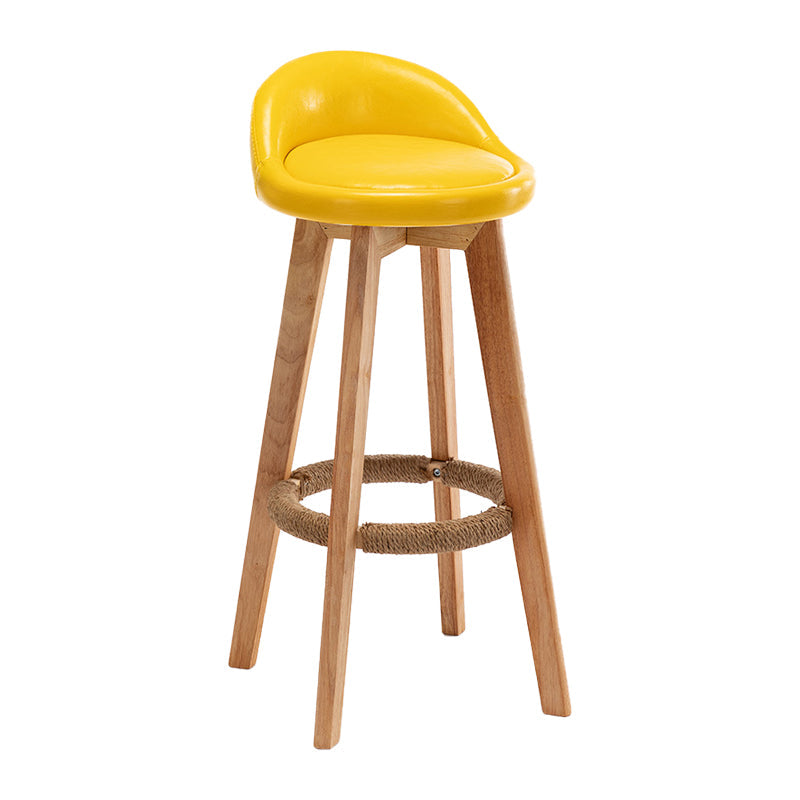 Scandinavian Wood Kitchen Dining Room Armless Stool Low Back Bar Stool Yellow 1 Piece Clearhalo 'Bar Furniture' 'Bar Stools' 'bar_stools' 'Furniture' 'furniture_bar_stools' 'Kitchen & Dining Furniture' 4791024