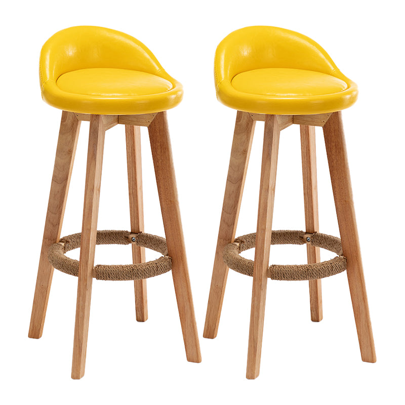 Scandinavian Wood Kitchen Dining Room Armless Stool Low Back Bar Stool Yellow Set of 2 Clearhalo 'Bar Furniture' 'Bar Stools' 'bar_stools' 'Furniture' 'furniture_bar_stools' 'Kitchen & Dining Furniture' 4791025