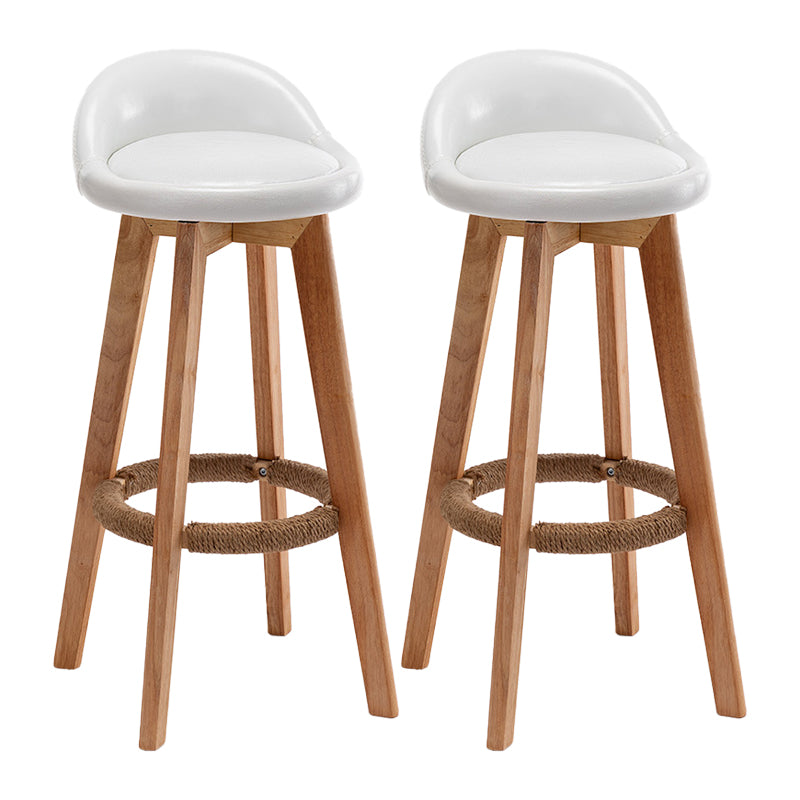 Scandinavian Wood Kitchen Dining Room Armless Stool Low Back Bar Stool White Set of 2 Clearhalo 'Bar Furniture' 'Bar Stools' 'bar_stools' 'Furniture' 'furniture_bar_stools' 'Kitchen & Dining Furniture' 4791028